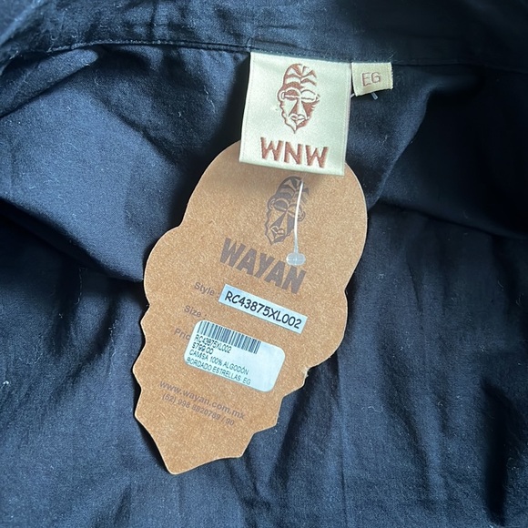 WNW Wayan Button Up Shirt Mens Embroidered Short Sleeve Size XL - Picture 8 of 11
